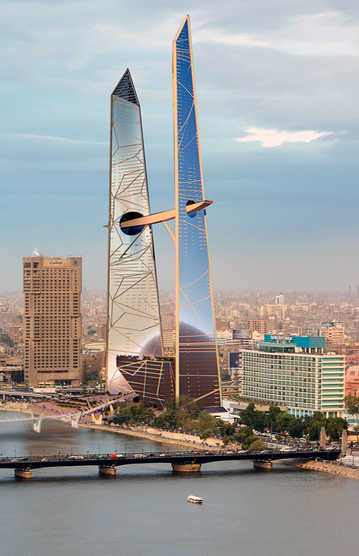 Cairo Super Twin Towers waterfront concept